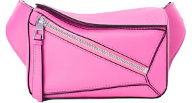 LOEWE Puzzle Bum Bag in Classic Calfskin Mini Neon Pink