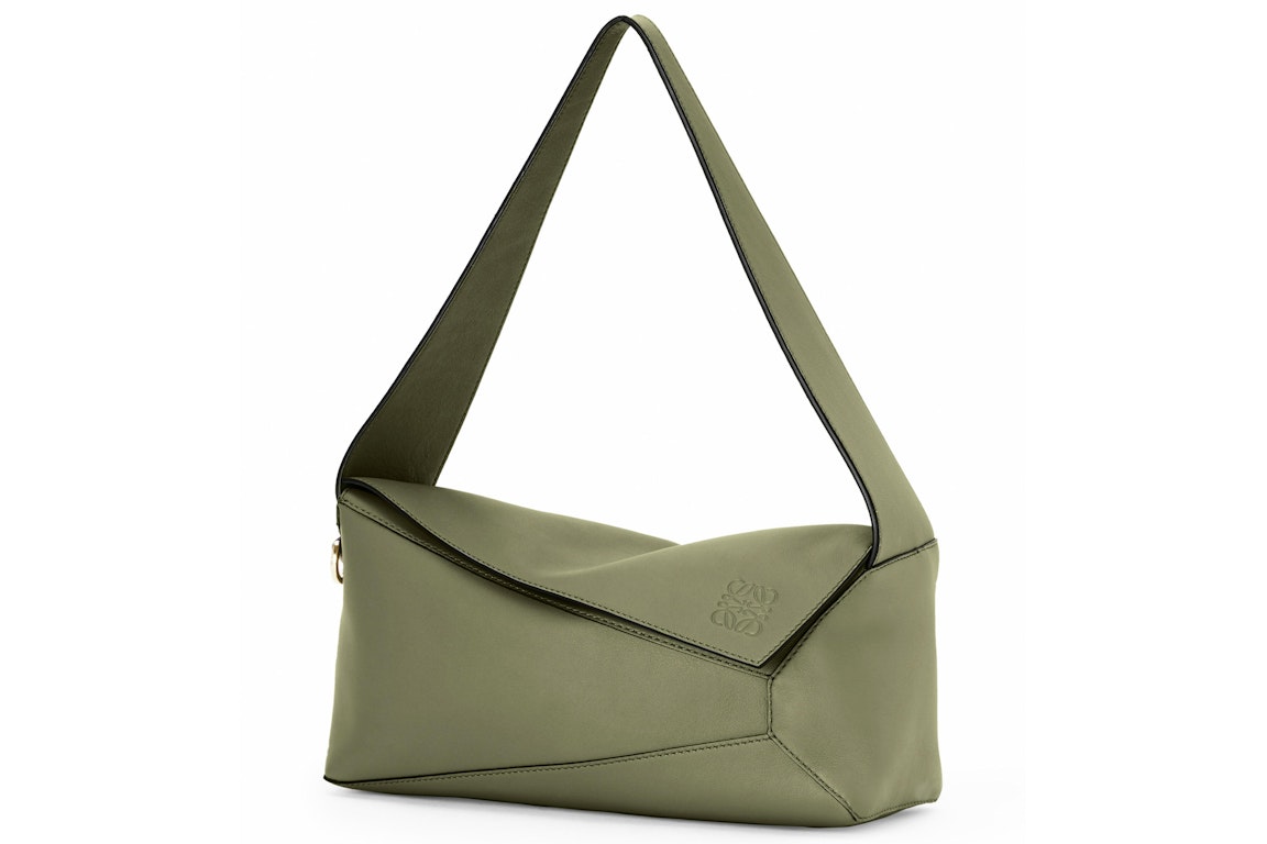 Pre-owned Loewe Puzzle Hobo Bag In Nappa Calfskin Avocado Green
