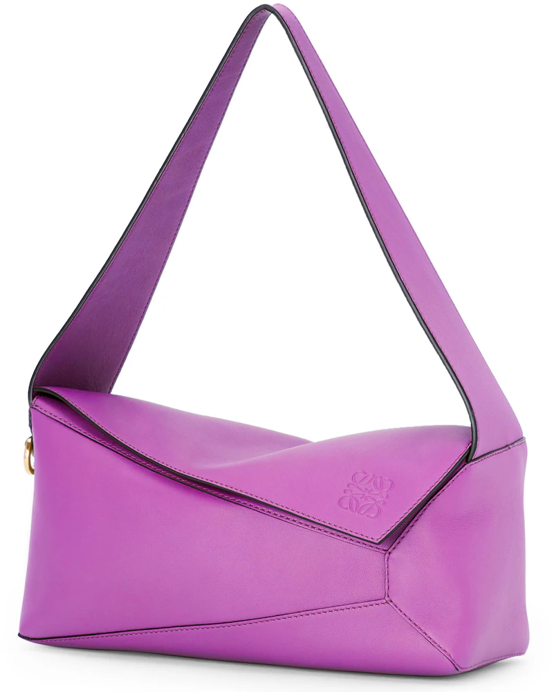 LOEWE Puzzle Hobo Bag in Nappa Calfskin Bright Purple in Calfskin Leather  with Gold-tone - US