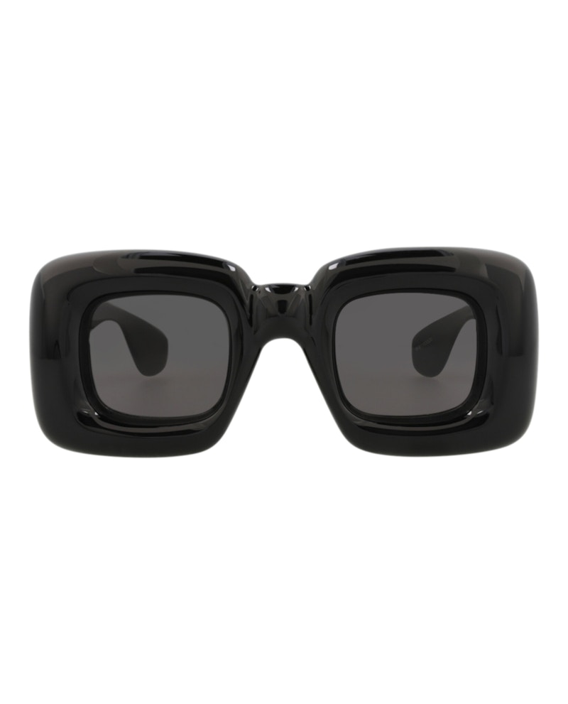 Pre-owned Loewe Women's Squareframe Injection Sunglasses In Black Black Smoke (lw40098i/41/01a)