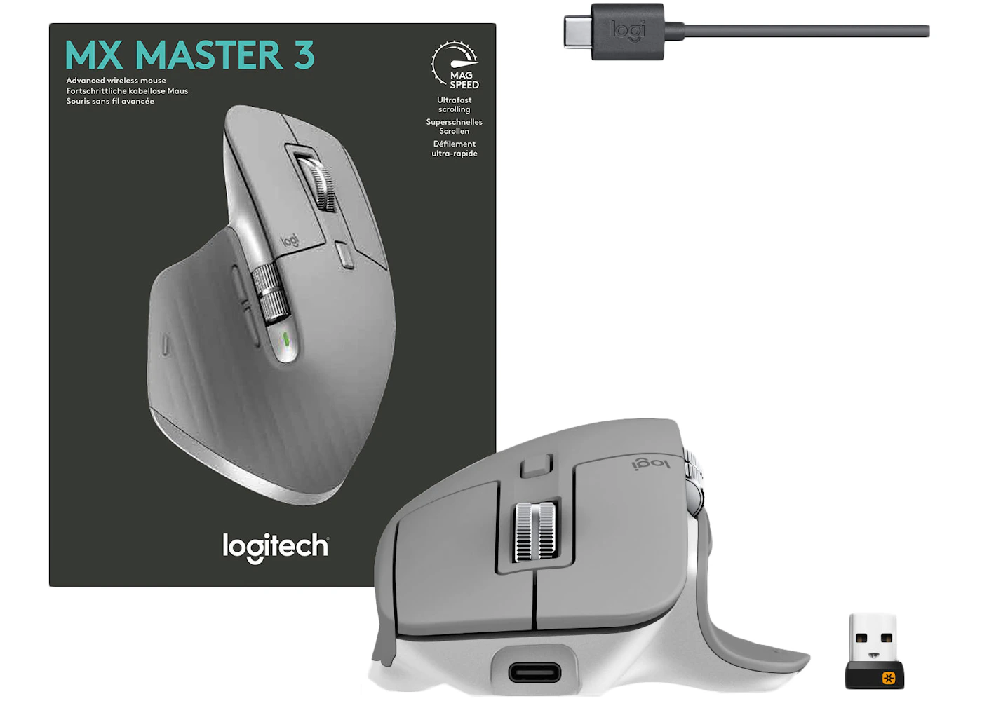 pond Alfabet Het eens zijn met Logitech MX Master 3 Advanced Wireless Laser Mouse 910-005692 Mid Gray - US