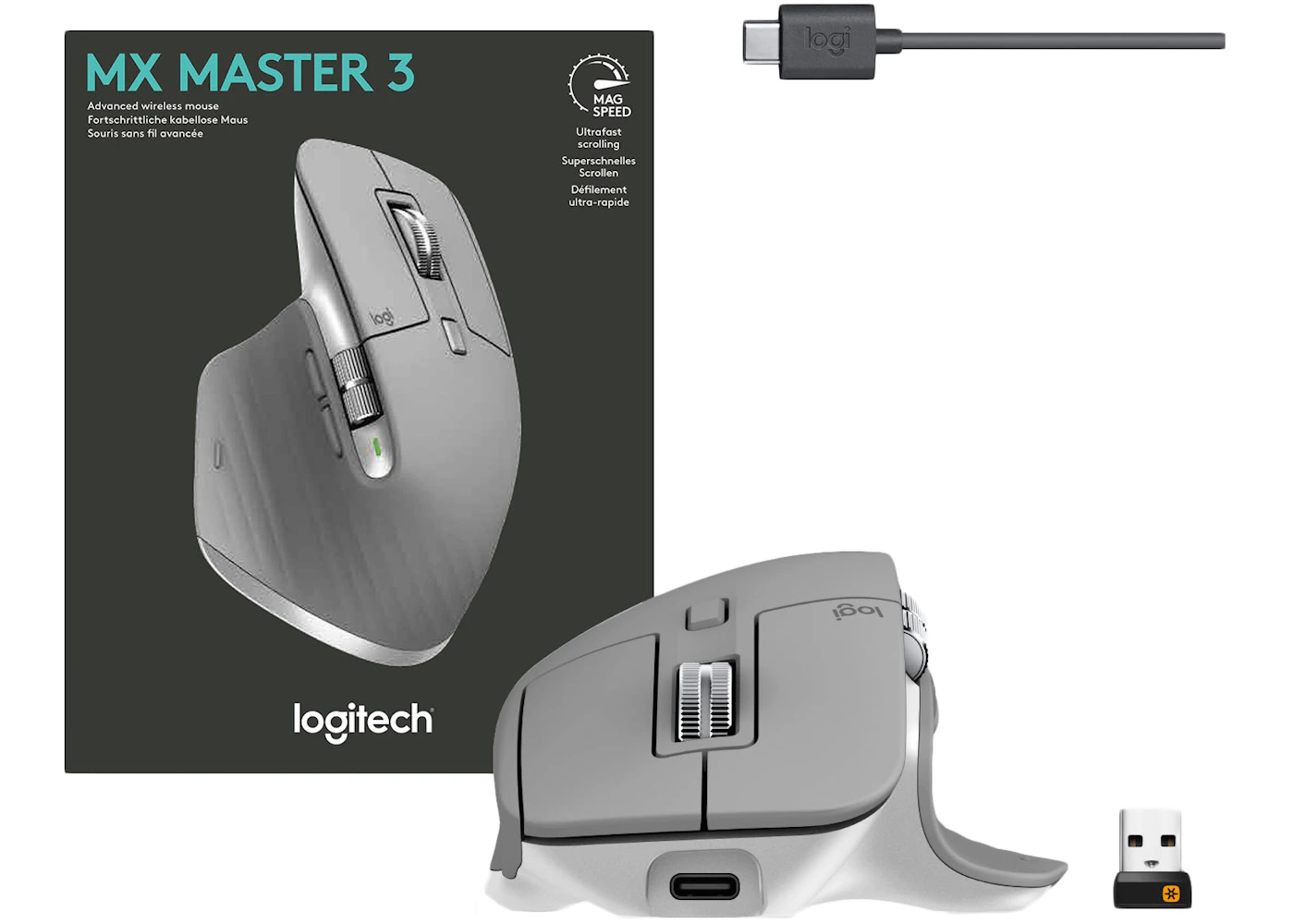 Logitech MX Master 3 Advanced Wireless Laser Mouse 910-005692 Mid Gray - US