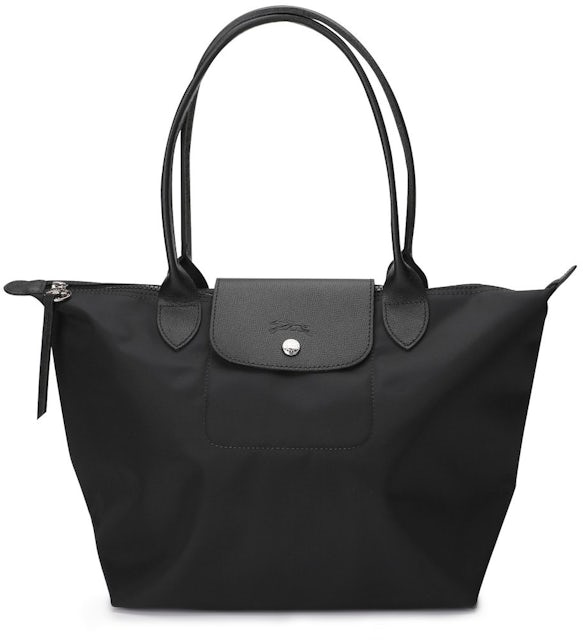 Longchamp Le Pliage Neo Top Handle Bag M Black in Leather/Polyamide with  Silver-tone - US