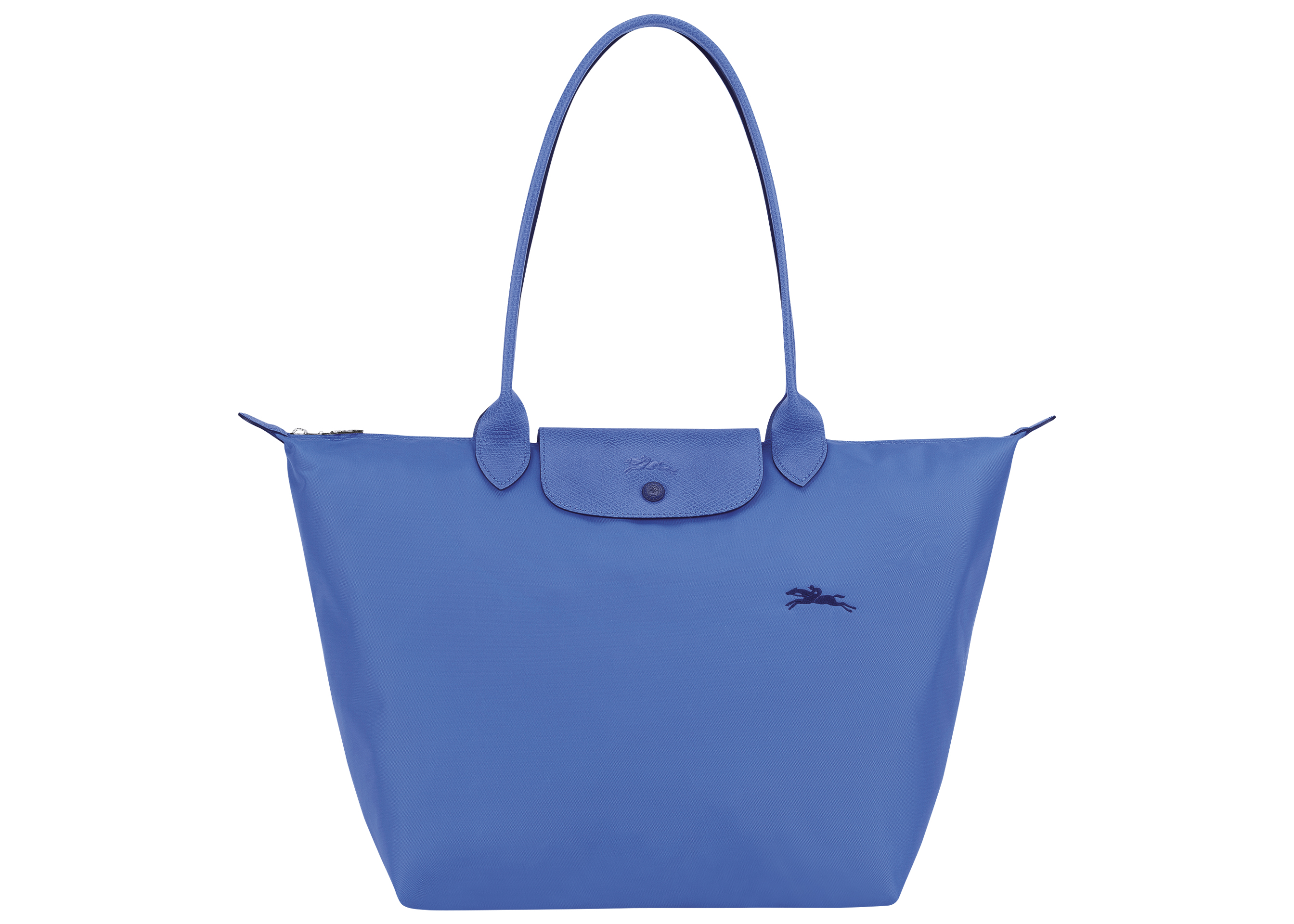 Longchamp Le Pliage Club Shoulder Bag L Blue in Leather/Polyamide