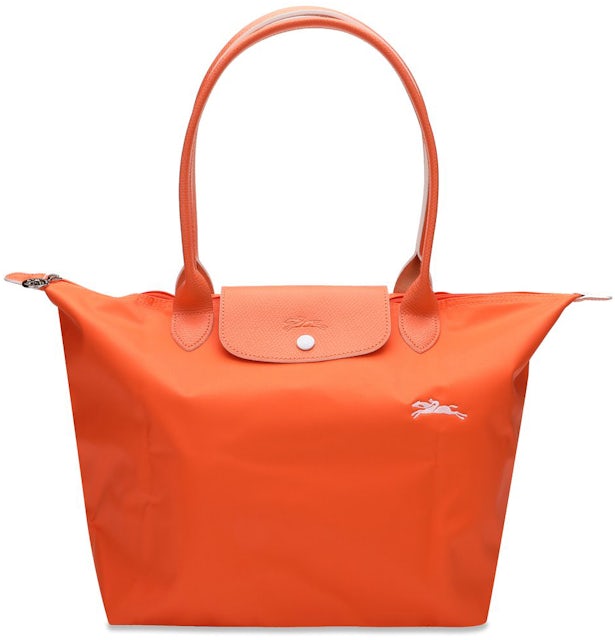 Longchamp Le Pliage Club Shoulder Bag L Orange in Leather/Polyamide with  Silver-tone - GB