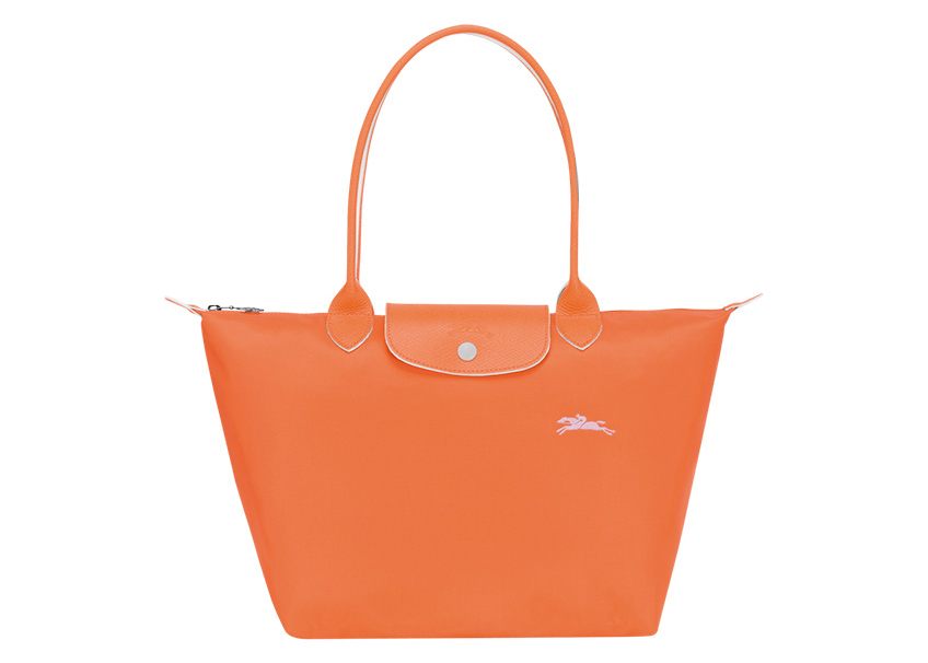 Longchamp Le Pliage Club Shoulder Bag S Orange in Leather Polyamide with Silver tone US