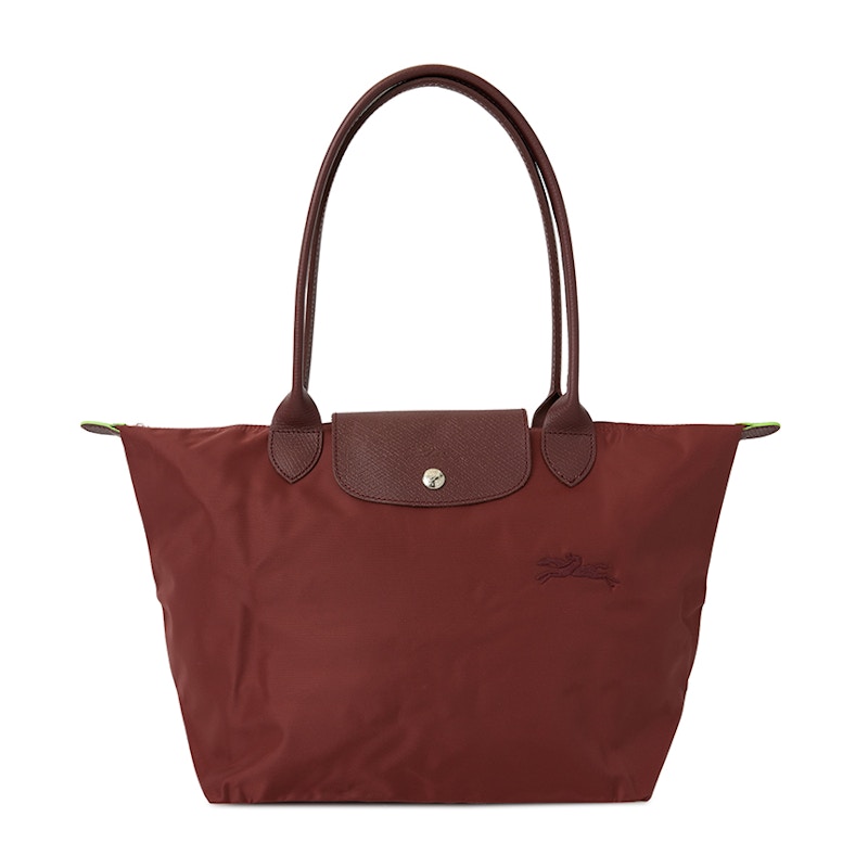 Pre-owned Longchamp Women's  Le Pliage Green M Shoulder Bag In Wine In Burgundy
