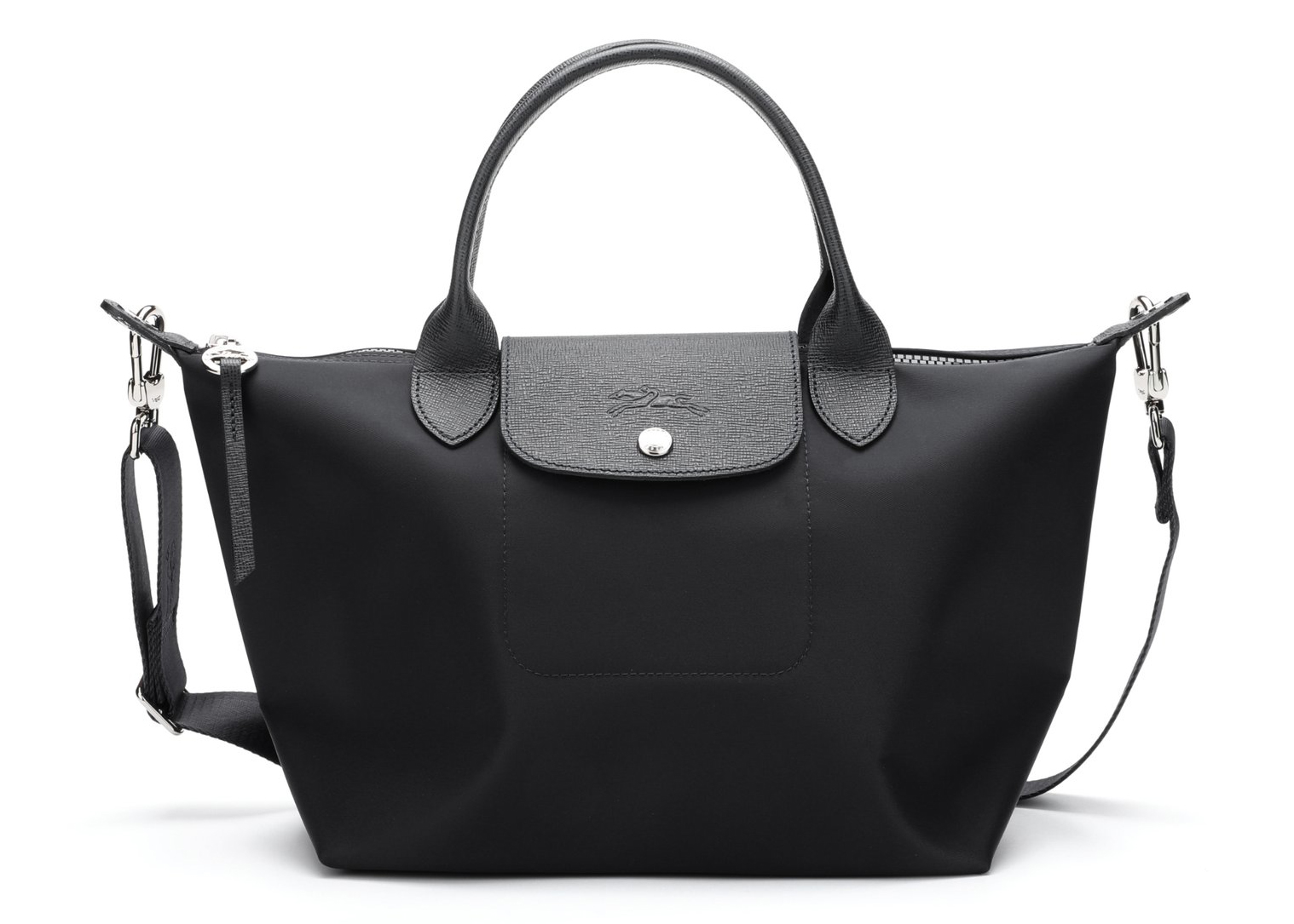 Longchamp Le Pliage Neo Top Handle Bag M Black in Leather ...