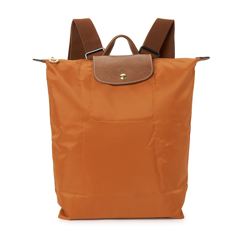 Pre-owned Longchamp Women's Le Pliage Original M Backpack In Brick In Brown