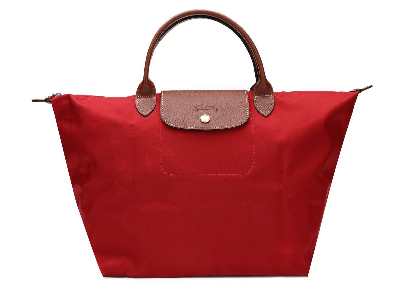 Longchamp Le Pliage Top Handle Bag M Red in Canvas with Gold-tone - US