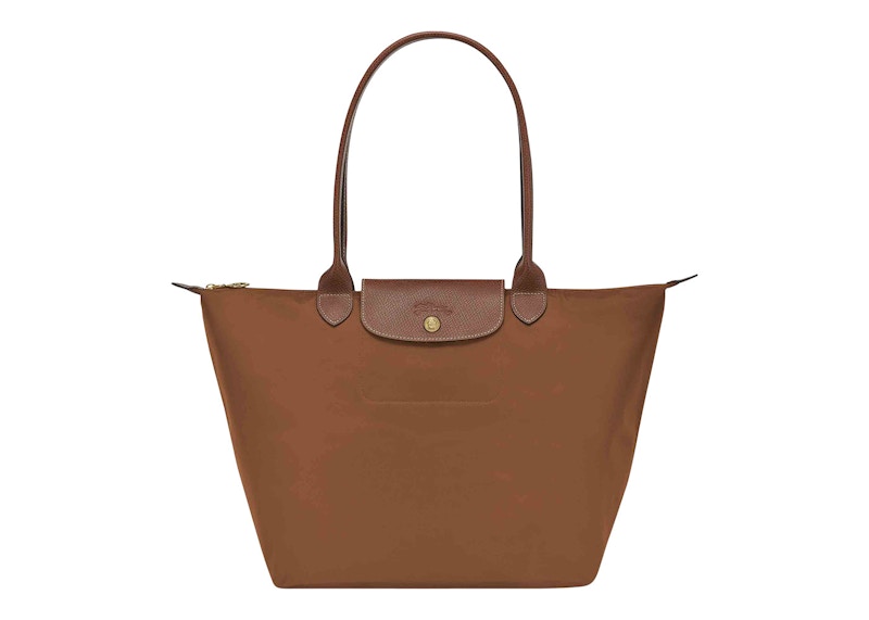 Longchamp Le Pliage Shoulder Bag L Cognac in Canvas with Gold-tone