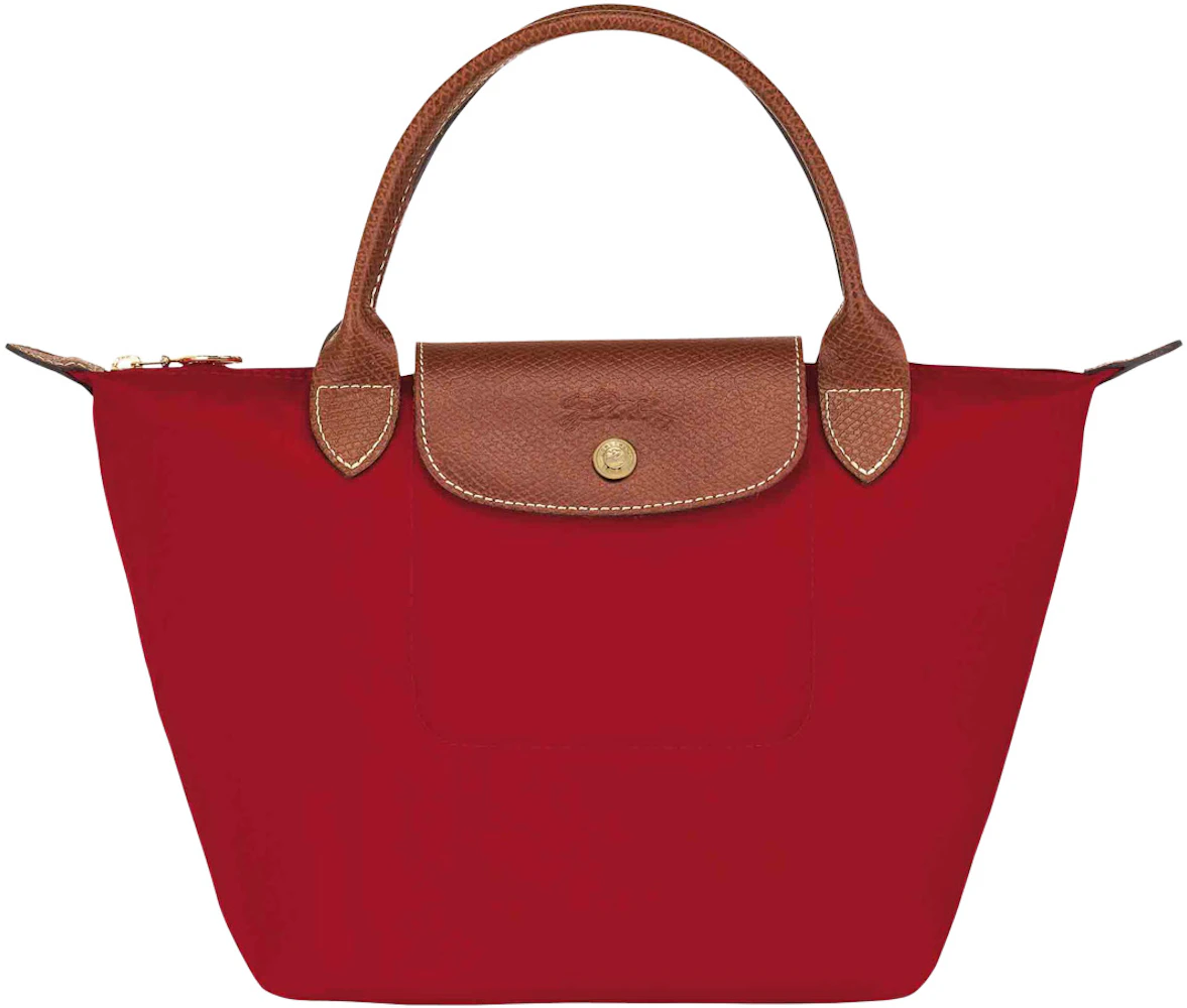 Le Pliage Top Handle S Red in with Gold-tone - US