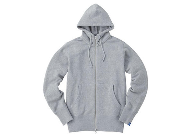 Loopwheeler LW290 Loop Knit High Zip Hoodie Grey Melange Men's