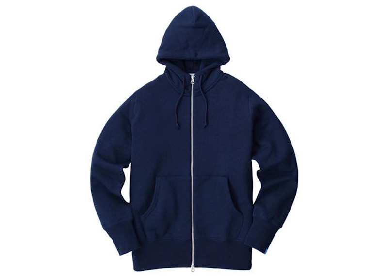 Loopwheeler LW290 Loop Knit High Zip Hoodie Marine Navy Men's