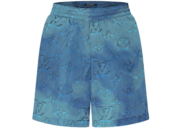 Louis Vuitton Women 3D Pocket Monogram Board Shorts Polyester Blue
