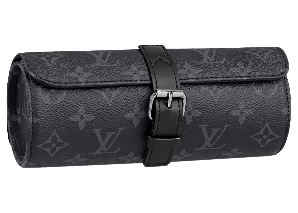 Louis Vuitton 3 Watch Case Monogram Eclipse Black