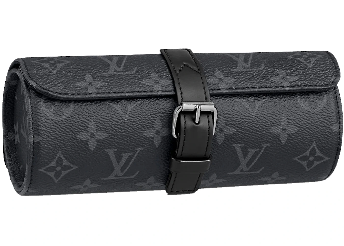 Louis Vuitton Watch Case Monogram Eclipse Black in Coated Canvas