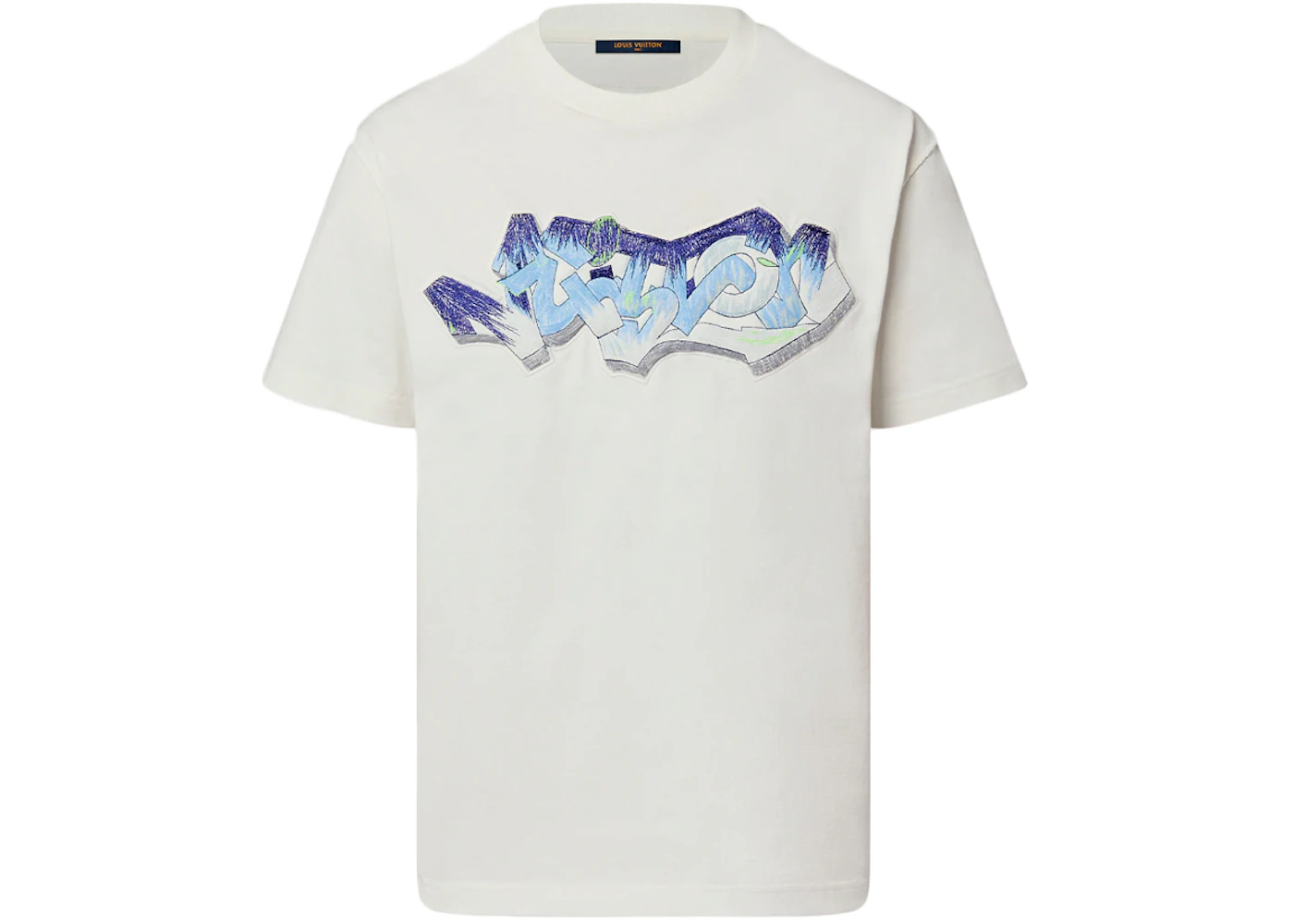 Louis Vuitton 3D LV Graffiti Embroidered T-Shirt White Blue Men's - SS22 -  GB