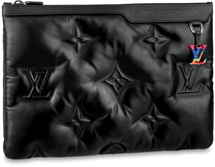 Louis Vuitton A4 Pouch Monogram Black in Lambskin with Silver-tone