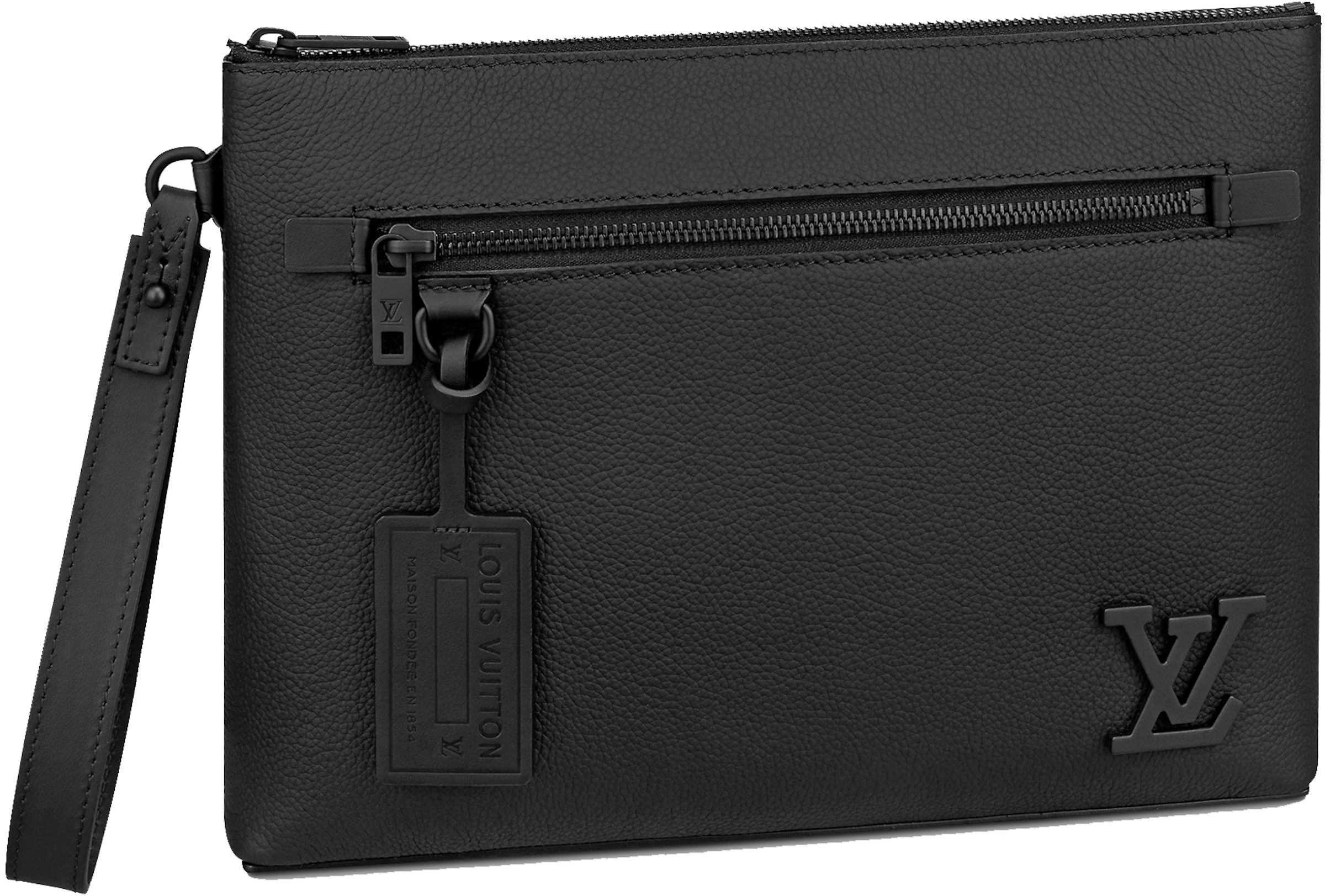 Louis Vuitton Aerogram iPad Pouch Black in Grained Calfskin Leather with  Black-tone - US