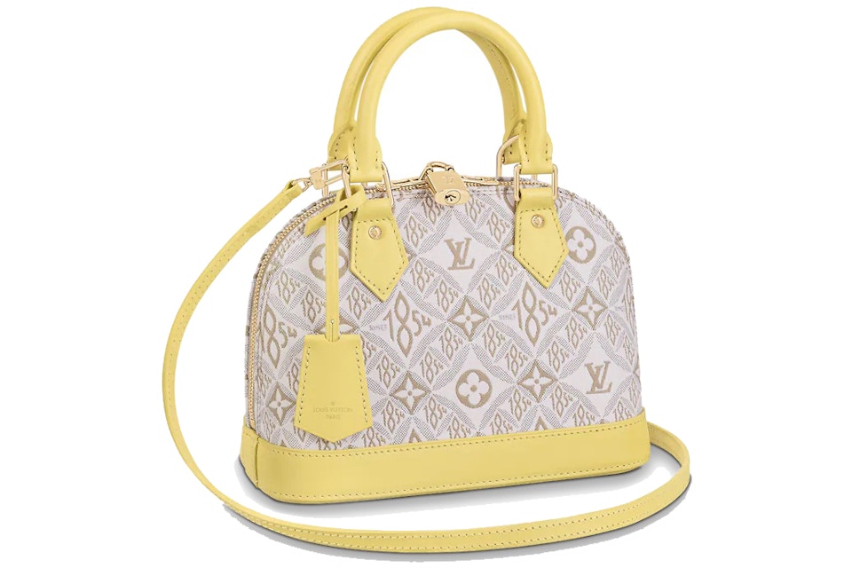 Louis Vuitton Alma Since 1854 Jacquard Ecru White Yellow In Canvas Leather With Gold Tone Louis Vuitton Alma Since 1854 Jacquard Ecru White Yellow In Canvas Leather With Gold Tone