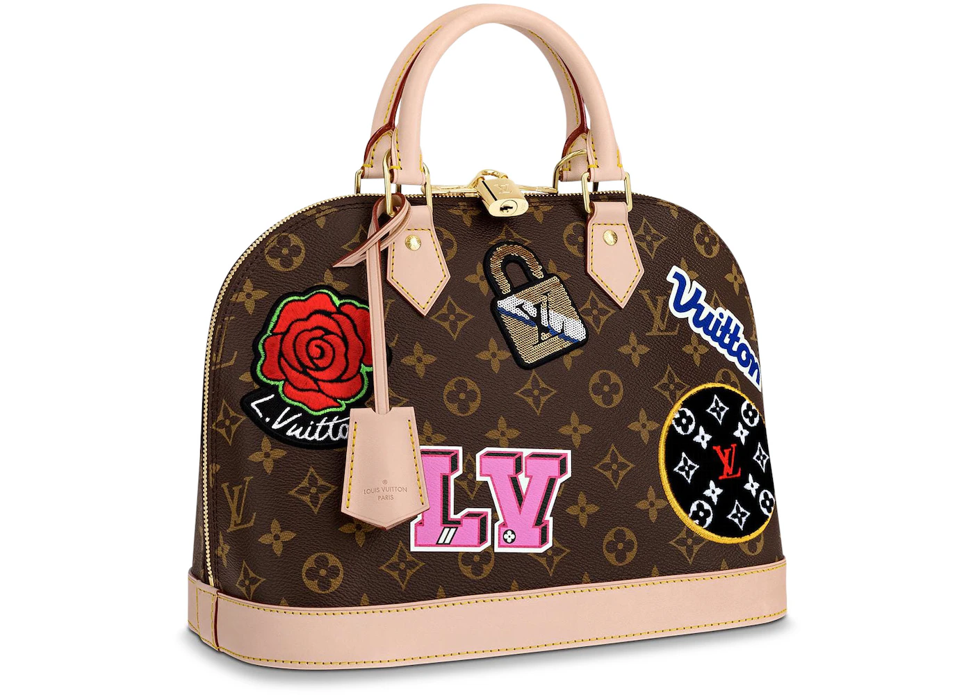 Louis Vuitton Alma Monogram Patches PM Brown Multicolor in Coated Canvas  with Gold-tone - US
