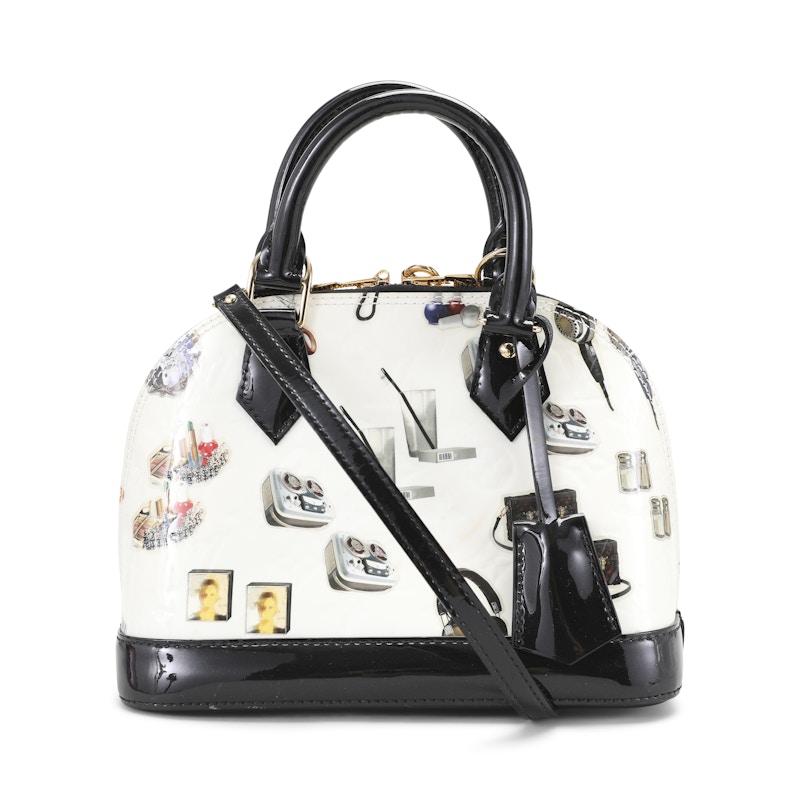 Louis Vuitton Alma Monogram Vernis Stickers BB White Black in