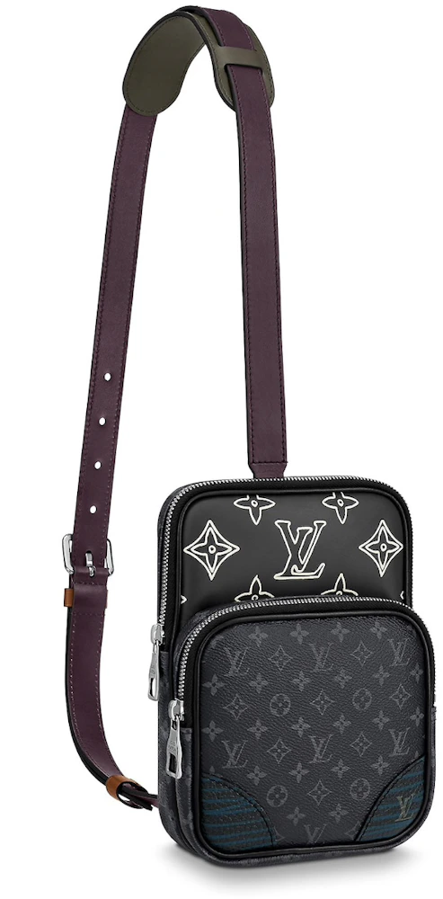 Louis Vuitton Avenue Sling Patchwork Monogram Eclipse Crossbody Bag Grey