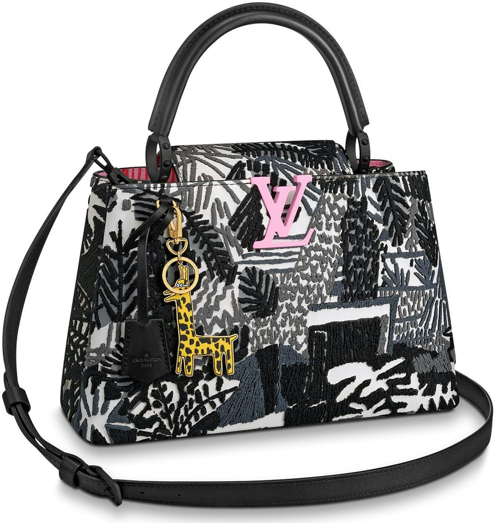 Louis Vuitton ArtyCapucines Jonas Wood PM Black/White in Calfskin Leather  with Pink/Black Matte - US