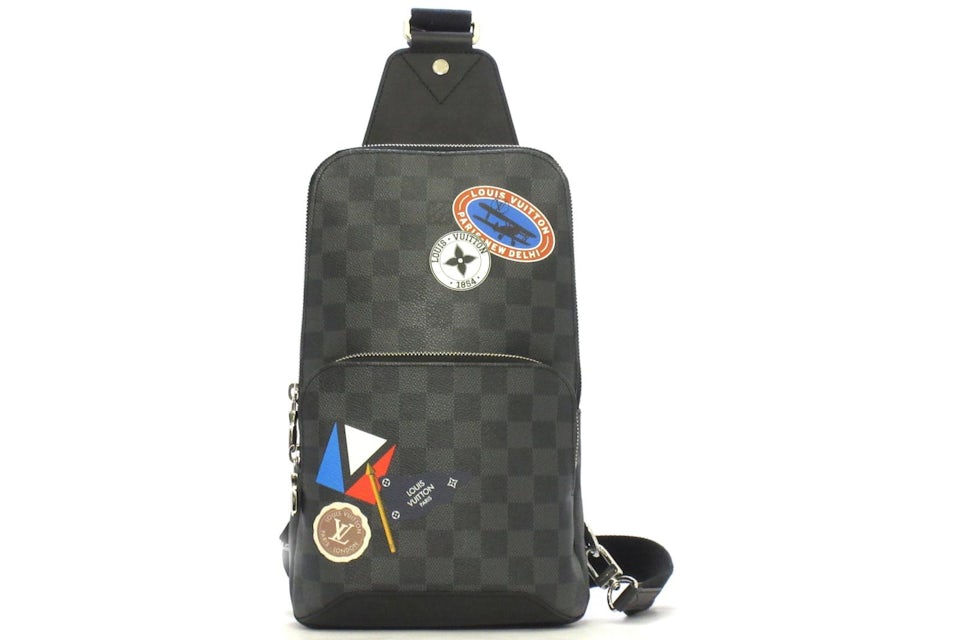 Louis Vuitton Avenue Sling Bag Damier Graphite Travel Stickers Black/Grey  in Coated Canvas/Leather/Textile with Silver-tone - US