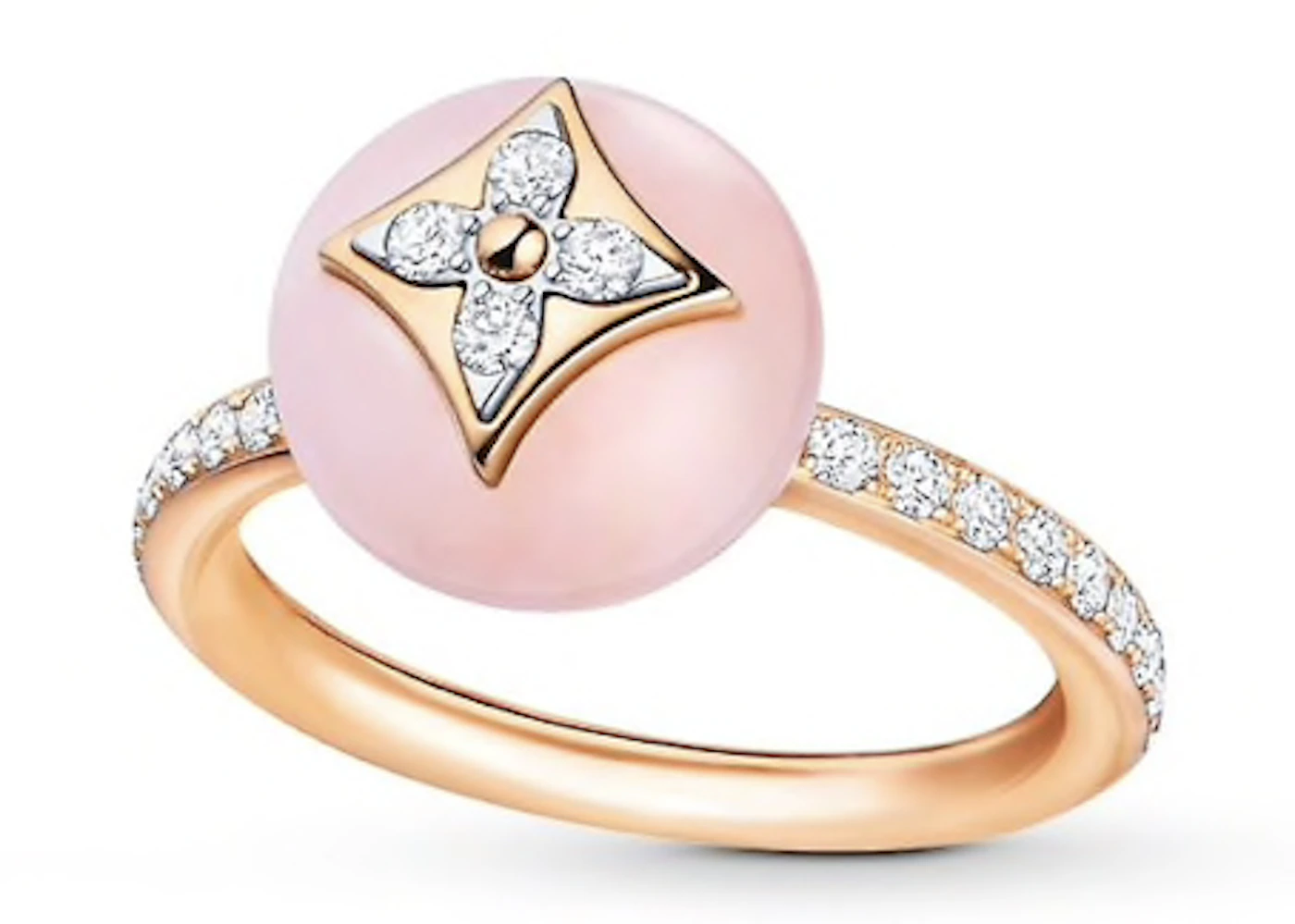 Louis Vuitton Color Blossom Ring, Pink Gold, White Gold, Pink Opal and PavÃ Diamond. Size 52