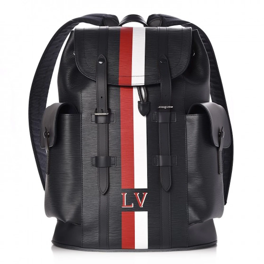 Louis Vuitton Backpack Christopher Stripes Epi Navy Blue/Red/White