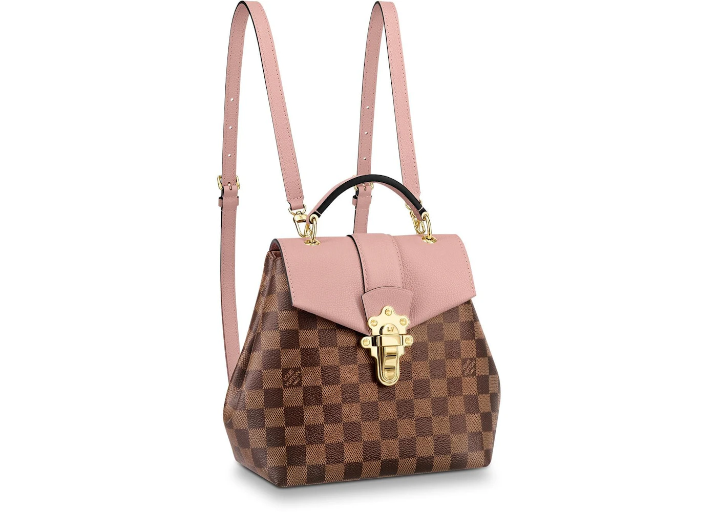 Louis Vuitton Backpack Clapton Damier Ebene Pink in Coated Canvas