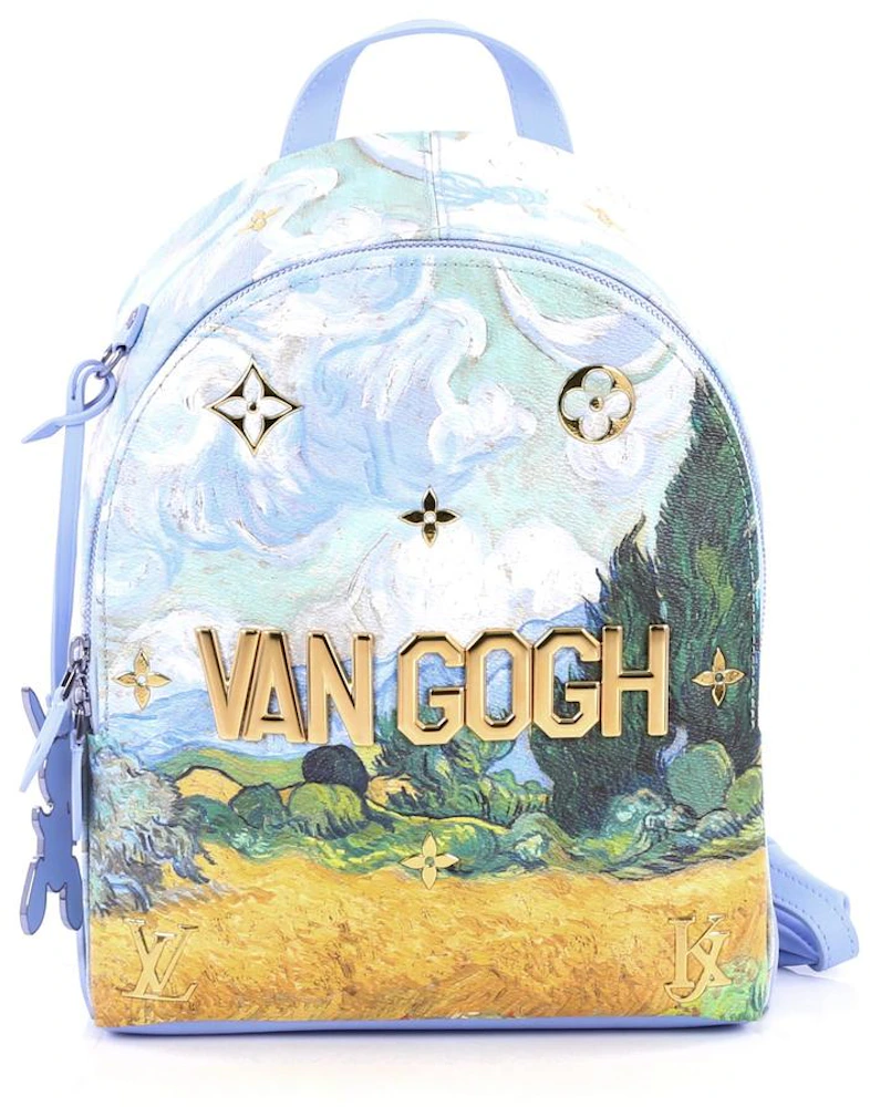 London UK 11 March 2020 Louis Vuitton x Jeff Koons: a Van Gogh 'Palm  Springs' Backpack, Limited Edition Masters Collection, 207. Estimate £1,500  – 2,000. Blue printed canvas based on 'Wheat Field