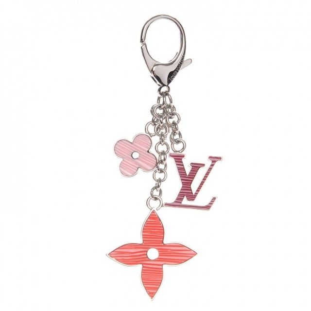 Louis Vuitton Silver & Pink Enamel Fleur de Epi Bag Charm QJJAPU2OPB005