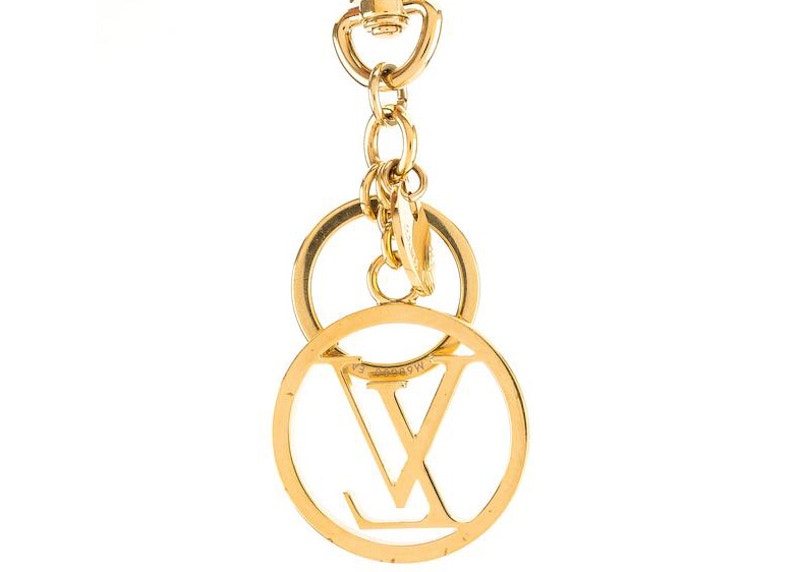 Louis Vuitton Bag Charm Key Holder LV Circle Gold in Brass with