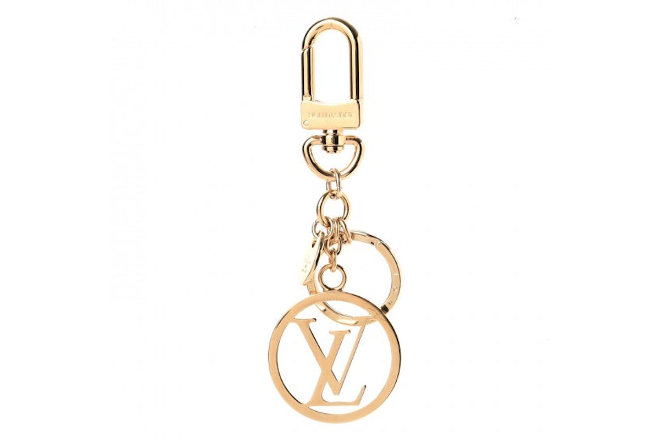 Louis Vuitton Bag Charm Key Holder LV Circle Gold in Brass with