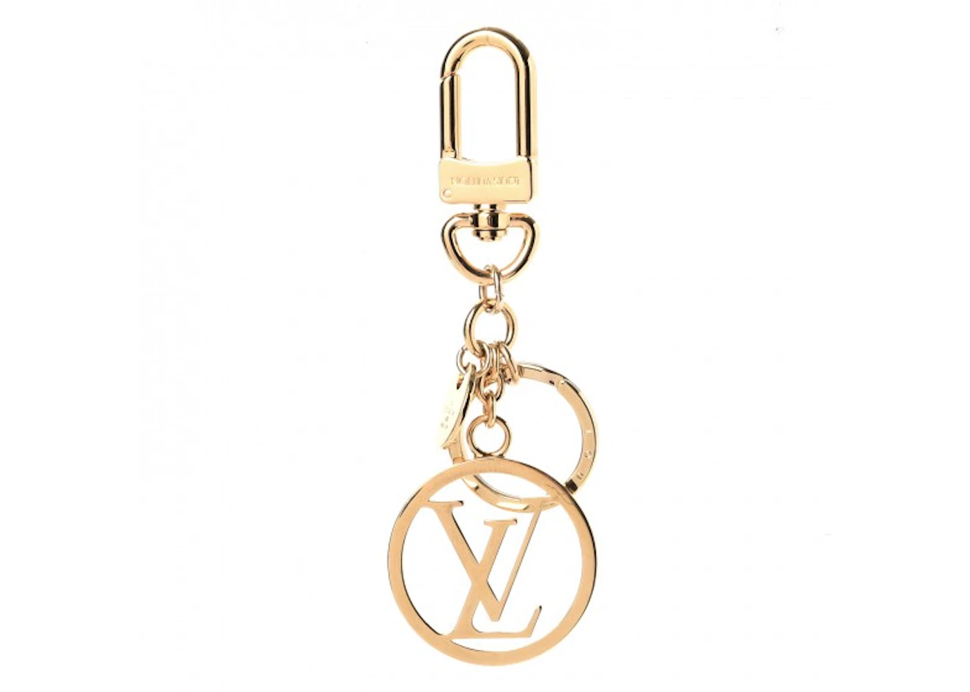 Louis Vuitton Bag Charm Key Holder LV Circle Gold in Brass with