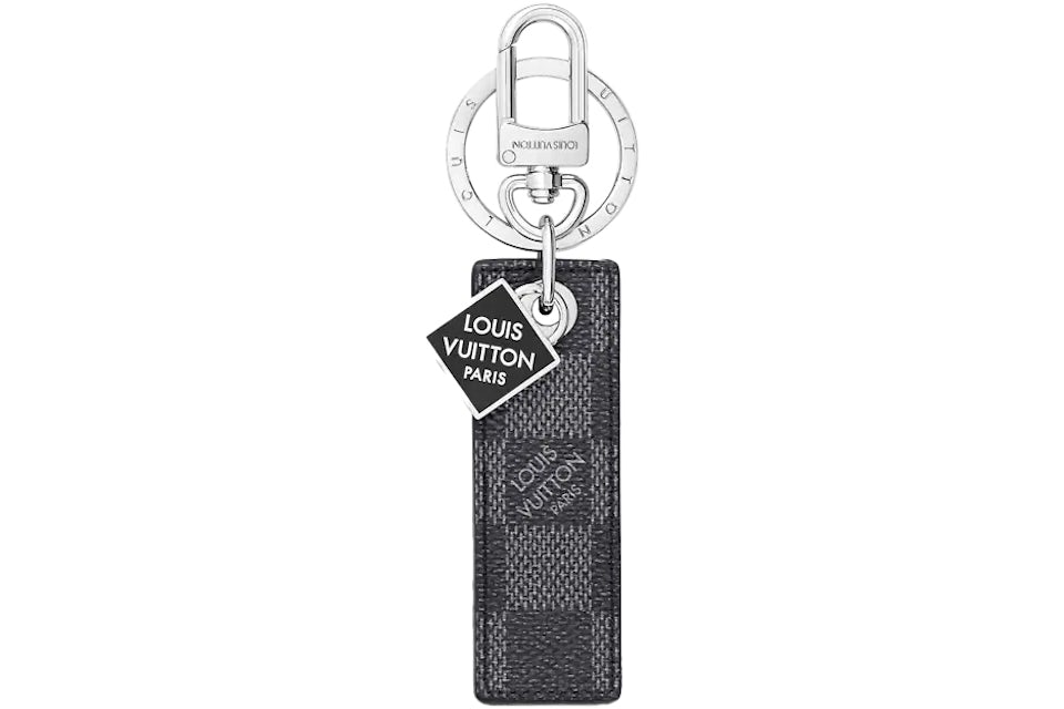 Louis Vuitton Bag Charm and Key Holder LV Tab Black in Calfskin