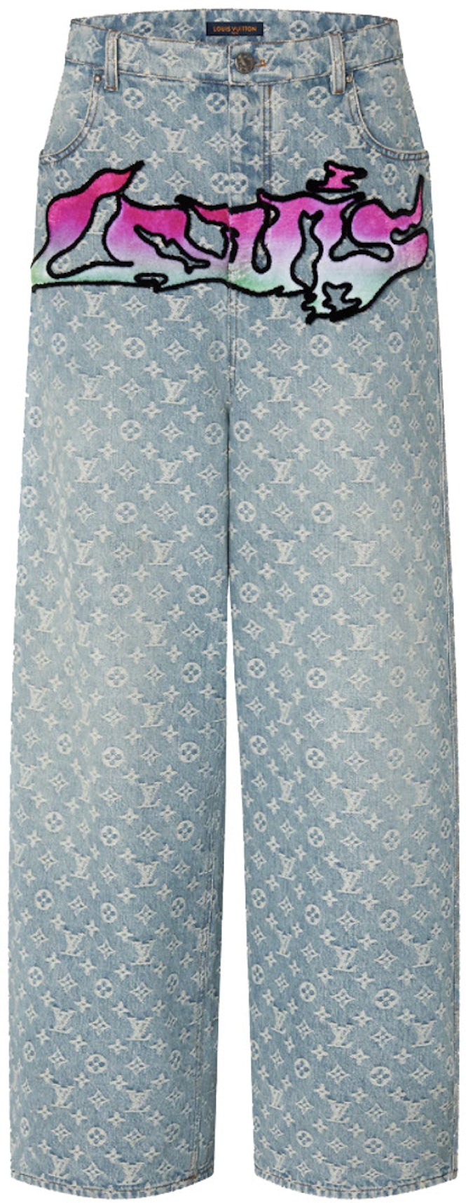 Louis Vuitton Embroidered Monogram Baggy Denim Pants
