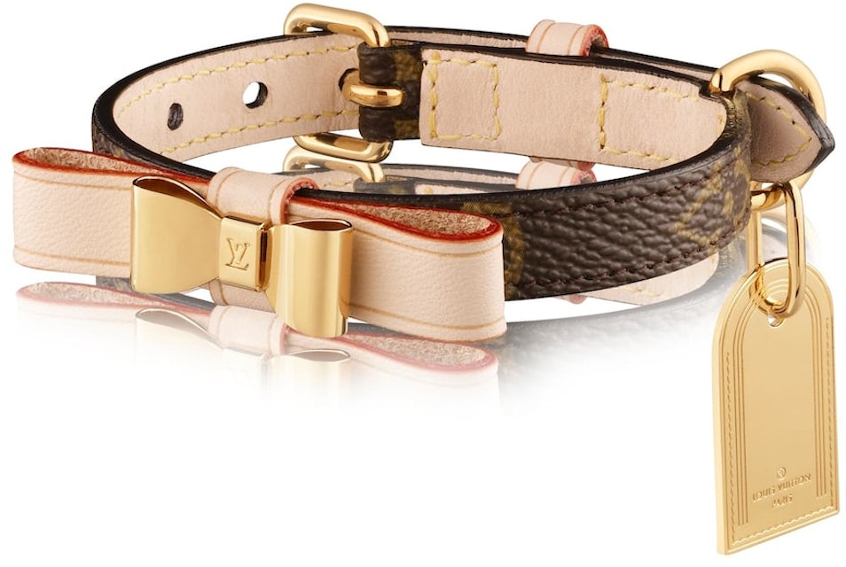 Louis Vuitton Baxter Dog Collar Monogram Bow X Small Brown in Canvas with  Gold-tone - US