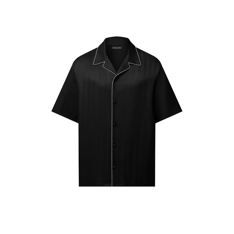 Louis Vuitton Bead-Embellished Short-Sleeved Silk Shirt Black