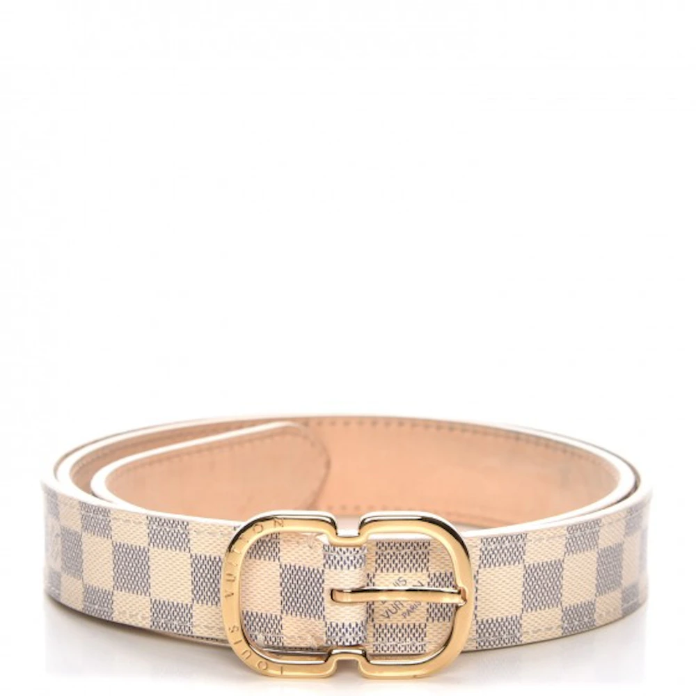 Louis Vuitton Belt Initiales Damier Azur Blue/White in Canvas with