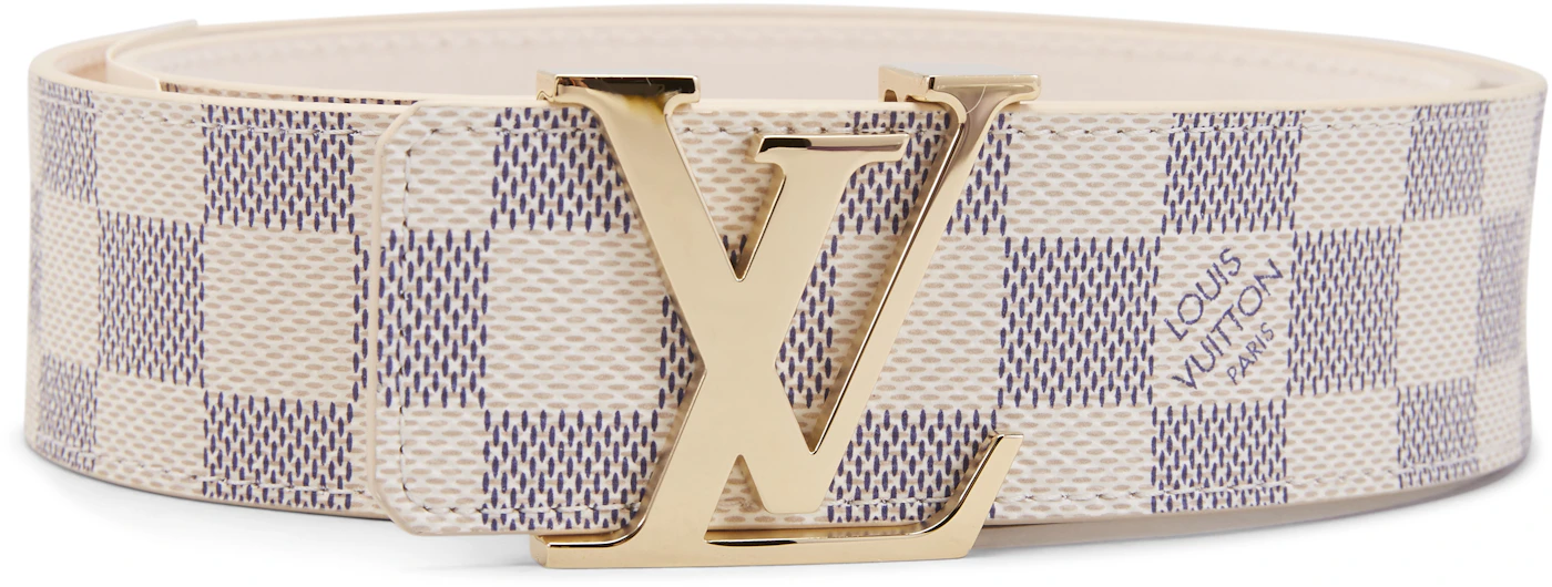 Louis Vuitton Belt Initiales Damier Azur Blue/White in Canvas with