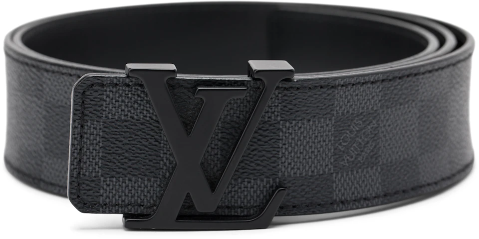Previs site Incarijk genoeg Louis Vuitton Belt Initiales Damier Graphite Black/Grey in Canvas/Leather  with Black - US