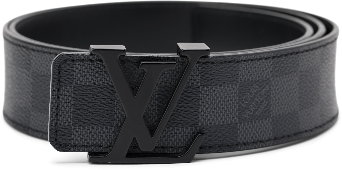 bestå nød Sprængstoffer Louis Vuitton Belt Initiales Damier Graphite Black/Grey in Canvas/Leather  with Black
