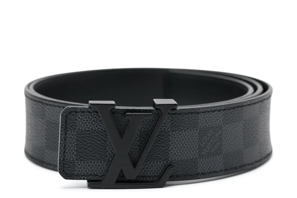 dok Merg Detective Louis Vuitton Belt Initiales Damier Graphite Black/Grey in Canvas/Leather  with Black - US