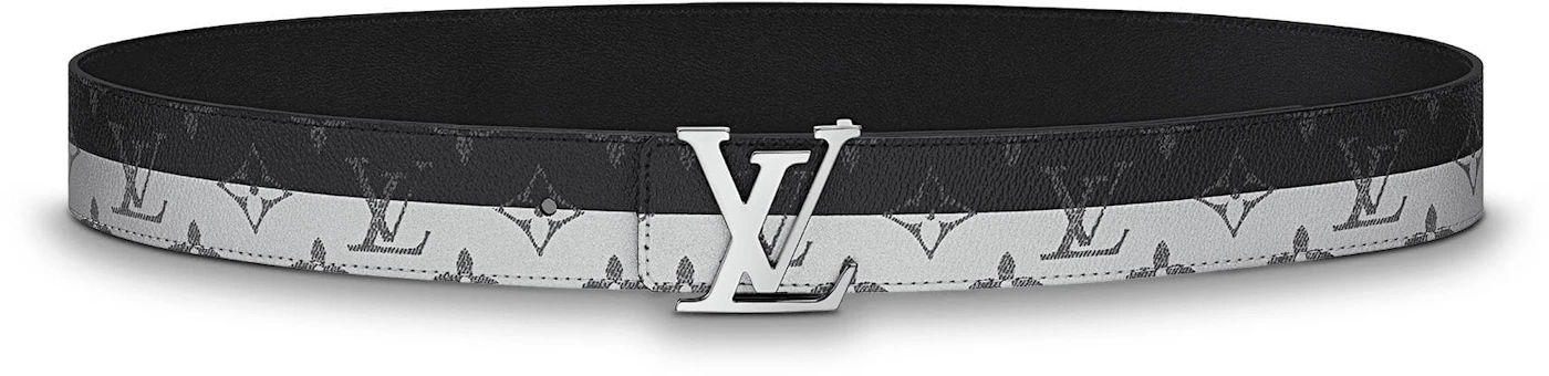 Louis Vuitton Belt Initiales Monogram Eclipse Split Outdoor 40mm Black/White  in Canvas with Silver-tone - US