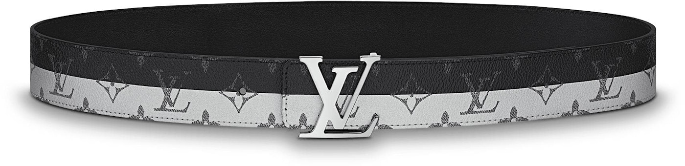 Stræbe Mangle Mart Louis Vuitton Belt Initiales Monogram Eclipse Split Outdoor 40mm Black/White  in Canvas with Silver-tone