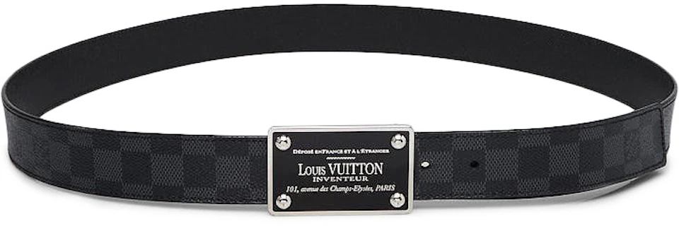 Ikke vigtigt Niende marathon Louis Vuitton Belt Inventeur Damier Graphite Black/Grey in Canvas with  Silver-Tone
